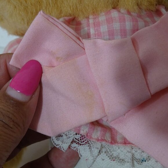 Vintage Mattel Emotions Plush Bear Pink Gingham Outfit 1983 Collectible 12 inch - Picture 7 of 9